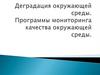 Деградация окружающей среды. Программа мониторинга качества окружающей среды