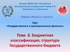 Бюджетная классификация, структура Государственного бюджета