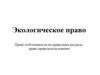 Экологическое право. Основы права собственности на природные ресурсы