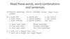 Read these words, word combinations and sentences
