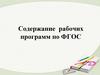 Содержание рабочих программ по ФГОС