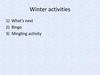 Winter activities. Bingo