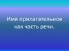 Имя прилагательное как часть речи