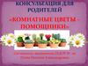 Цветы-помощники. Консультация для родителей