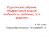Подростковый возраст: особенности, проблемы, пути решения. Родительское собрание