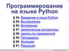 Программирование на языке Python. Введение в язык Python