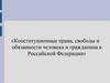 Конституционные права, свободы и обязанности человека и гражданина в Российской Федерации