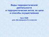 Виды террористической деятельности и террористических актов, их цели и способы осуществления