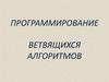 Программирование ветвящихся алгоритмов