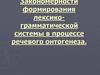 Закономерности формирования лексико-грамматической системы в процессе речевого онтогенеза