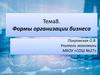 Формы органиазции бизнеса