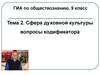 ГИА по обществознанию. 9 класс. Тема 2. Сфера духовной культуры вопросы кодификатора