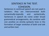 Sentence in the text. Cohesion