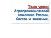 Агропромышленный комплекс России. Состав и значение