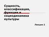 Сущность, классификация, функции и социодинамика культуры (лекция 2)