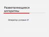 Разветвляющиеся алгоритмы. Оператор условия if