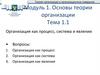 Теория организации и организационное поведение. Организация как процесс, система и явление