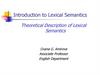 Introduction to Lexical Semantics. Theoretical Description of Lexical Semantics