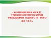 Соотношения между тригонометрическими функциями одного и того же угла