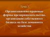 Организационно-правовые формы предпринимательства, организация собственного бизнеса на базе домашнего хозяйства. Тема 3