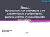 Муниципальная экономика и ее характерные особенности. Цели и модели муниципальной экономики