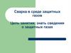 Сварка в среде защитных газов Цель занятия: знать сведения о защитных газах