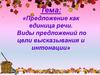 Предложение как единица речи. Виды предложений по цели высказывания и интонации