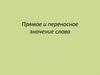 Прямое и переносное значение слова