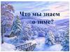 Что мы знаем о зиме. Занятие в детском саду