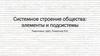 Системное строение общества, элементы и подсистемы