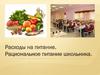 Расходы на питание. Рациональное питание школьника