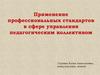 Применение профессиональных стандартов в сфере управления педагогическим коллективом. Лекция 13