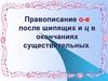 Правописание о - е после шипящих и ц в окончаниях существительных