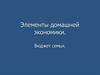 Элементы домашней экономики. Бюджет семьи