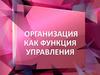 Организация как функция управления