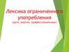 Лексика ограниченного употребления. Арго, жаргон, профессионализмы
