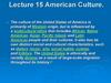 American Culture. Lecture 15