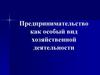 Предпринимательство как особый вид хозяйственной деятельности