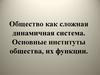 Общество как сложная динамичная система. Основные институты общества, их функции