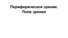 Периферическое зрение. Поле зрения