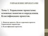 Управление проектами: основные понятия и определения. Классификация проектов