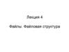 Файлы. Файловая структура. Лекция 4