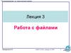 Работа с файлами. Лекция 3