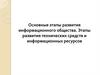 Основные этапы развития информационного общества. Этапы развития технических средств и информационных ресурсов