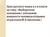 Выборочное изложение с описанием внешности человека, отрывок из рассказа М.А. Шолохова «Судьба человека»