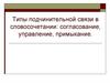 Типы подчинительной связи в словосочетании: согласование, управление, примыкание