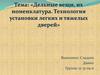 Дельные вещи, их номенклатура. Технология установки легких и тяжелых дверей