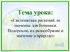 Систематика растений, ее значение для ботаники. Водоросли, их разнообразие и значение в природе
