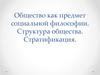 Общество как предмет социальной философии. Структура общества. Стратификация