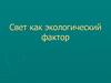 Свет как экологический фактор